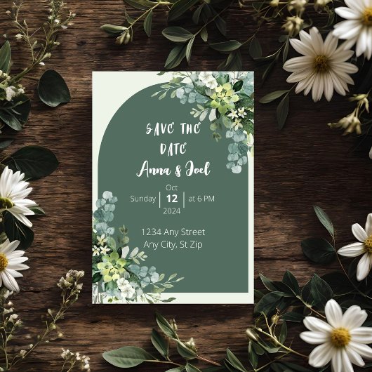 Belle Faire-part de mariage de verdure Sage