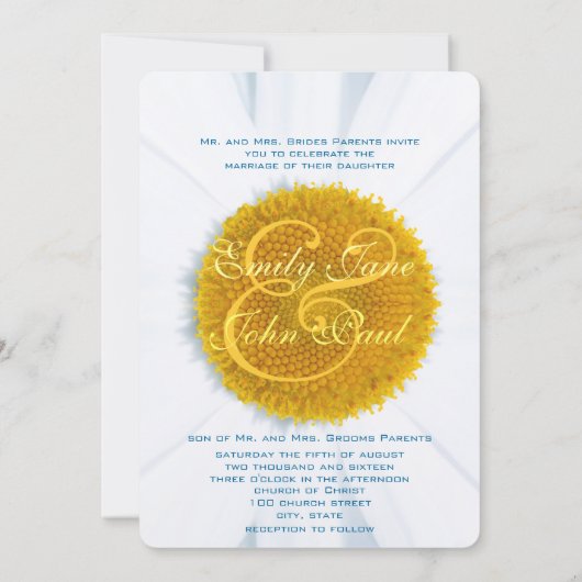 Belle Faire-part de mariage Elegant Daisy (Dos)
