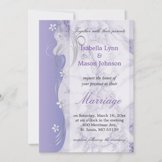 Belle Faire-part de mariage en marbre de lavande (Devant)