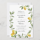 belle faire-part de mariage feuillage citron (Devant)