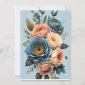 belle faire-part de mariage florale bleu poussiére (Dos)
