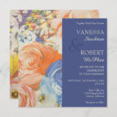 Belle Faire-part de mariage Florale Peinte (Devant / Derrière)