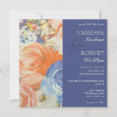Belle Faire-part de mariage Florale Peinte (Devant)