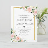 belle faire-part de mariage florale rose vif (Debout devant)