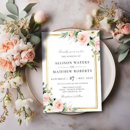 belle faire-part de mariage florale rose vif