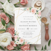 belle faire-part de mariage florale rose vif