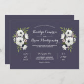 Belle Faire-part de mariage Florale -violet (Devant / Derrière)