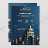 Belle Faire-part de mariage islamique (Devant / Derrière)