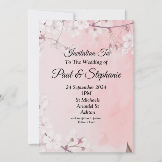 Belle Faire-part de mariage, rose et blanc (Devant)