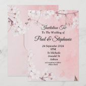 Belle Faire-part de mariage, rose et blanc (Devant / Derrière)