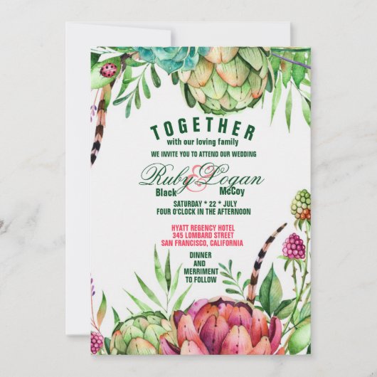 Belle Faire-part de mariage Succulente (Devant)