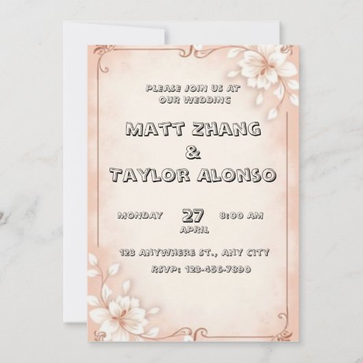 Belle faire-part de mariage sur un arrière - plan (Devant)