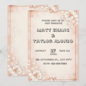 Belle faire-part de mariage sur un arrière - plan (Devant / Derrière)