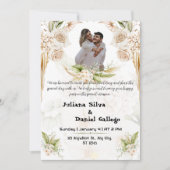 Belle faire-part de mariage verte et beige (Devant)