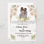 Belle faire-part de mariage verte et beige (Devant / Derrière)