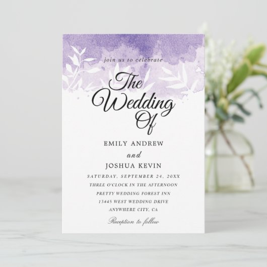 belle faire-part de mariage violet clair (Debout devant)