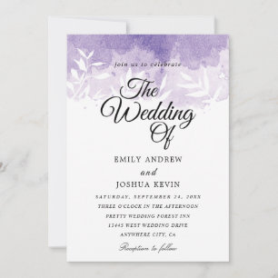 belle faire-part de mariage violet clair