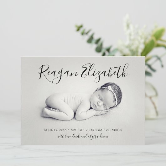 Belle Faire-part de naissance de superposition de (Debout devant)