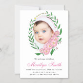 Belle Faire-part de naissance photo de couronne ro (Recto)