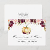 belle faire-part mouvante florale grise (Devant / Derrière)