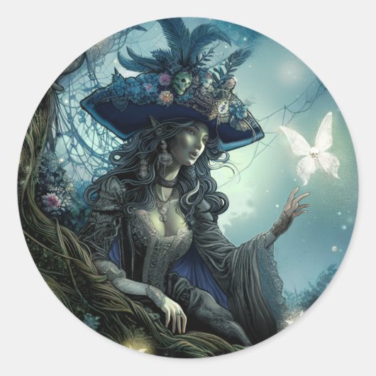 Belle fée de pirate - Sticker rond (Devant)
