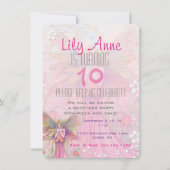 Belle Fée Rose Filles Invitations Anniversaire (Devant)