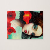 Belle Femme Aux Fleurs De Pavot Puzzle (Horizontal)
