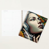 Belle femme avec casque dans les tournesols (Devant avec enveloppe)