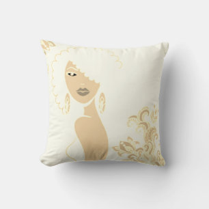 Belle Femme Beige et Brown 2 Côtés Coussin