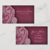 Belle femme Carte de visite rose profond (Devant / Derrière)