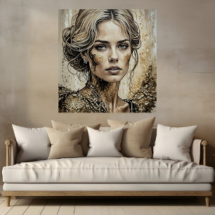 Belle Femme en Parties scintillant d'or Poster d'A
