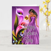 Belle Femme & Lily Fleurs Carte de Fête des Mères (Fleur jaune)