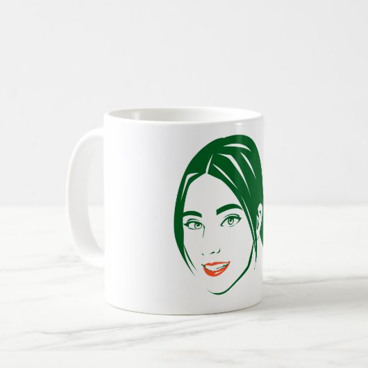 belle femme visage Café Mug (Devant gauche)