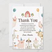 Belle ferme Animaux Carte de remerciements d'anniv (Devant)