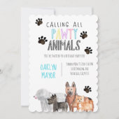 Belle fête animal chien thème enfant invitation d' (Devant)