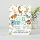 Belle fête animal enfant anniversaire Invitation (Debout devant)