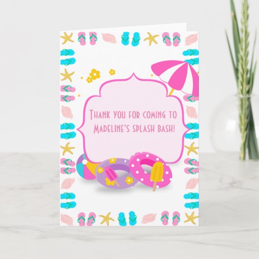 Belle fête de piscine anniversaire de enfant merci (Devant)