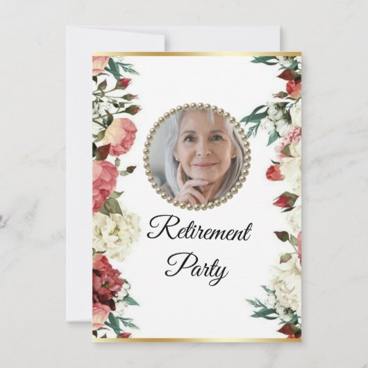 Belle fête de retraite florale Invitation (Dos)
