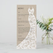Belle Fête des mariées Burlap Menu (Debout devant)