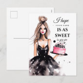 Belle fille avec gâteau Carte postale de vacances (Devant / Derrière)