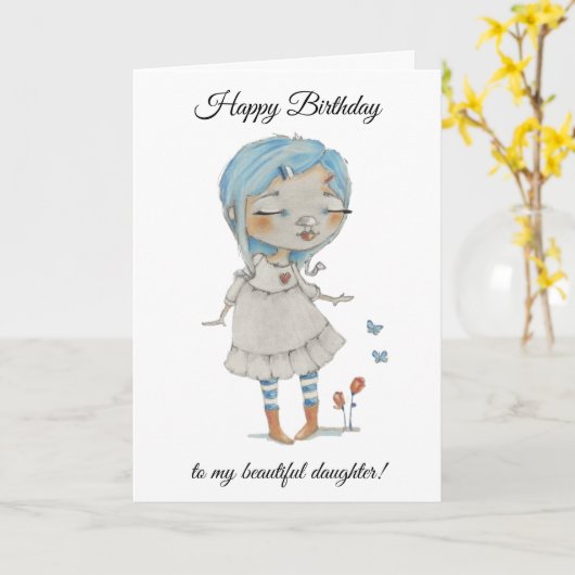 Belle Fille - Carte d'anniversaire (Fleur jaune)
