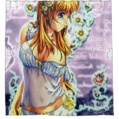Belle fille d'Anime avec le rideau en douche de (Devant)