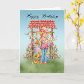 Belle Fille Et Bonne Chance Carte D'Anniversaire - (Fleur jaune)