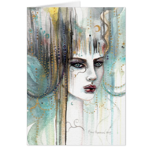 Belle fille Imaginaire Abstrait aquarelle Art (Devant)