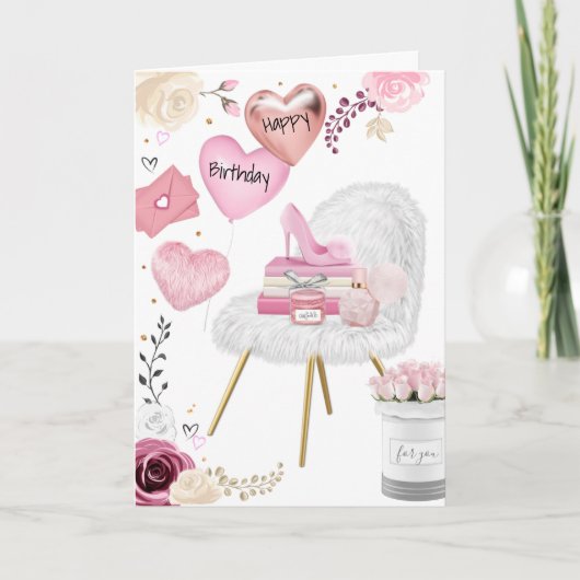 Belle Fille Joyeuse Carte de vacances d'anniversai (Devant)