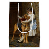 Belle fille Lecture à son sac cadeau chien (Dos)