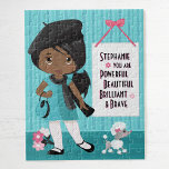 Belle fille noire et brave Puzzle<br><div class="desc">Puzzle multiculturel personnalisé avec message positif d'affirmation pour les enfants. Veuillez consulter plus de mes cadeaux personnalisés.</div>