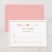 Belle Flèches Mariage Carte RSVP / Blush & Gold (Devant / Derrière)