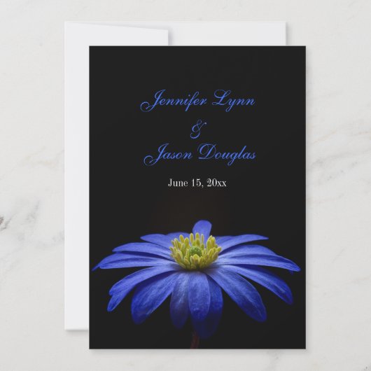 Belle fleur bleue sur les invitations à un mariage (Dos)