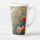 Belle Fleur Et Chat Latte Mug (Droite)